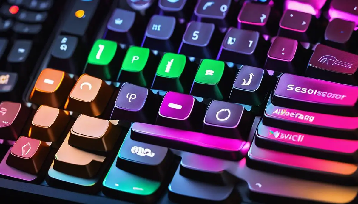 An image showing a keyboard with colorful buttons representing Discord keybinds, highlighting the efficiency and convenience it brings to gaming.